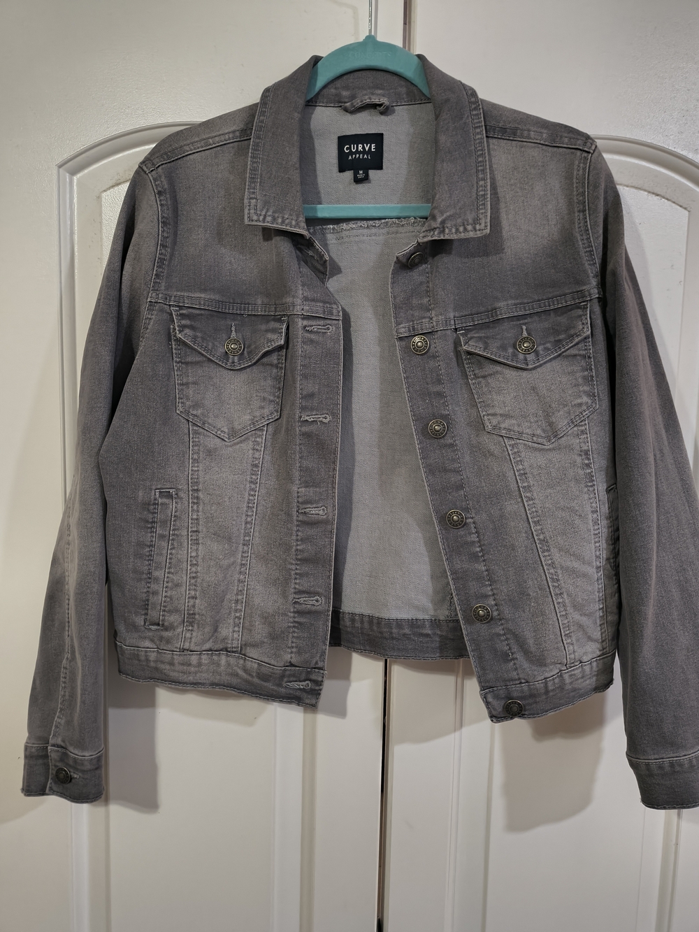Curve Apparel Women's Washed Gray Denim Jacket